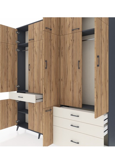 Arges Dolap 8 Raflı 4 Çekmeceli 3 Askılı 220x30x243 Antrasit-çam/aytaşı Atlas Çam/aytası Arges Dolap 8 Raflı 4 Çekmeceli 3 Askılı 220x30x243 Antrasit-çam/aytaşı Atlas Çam/aytası