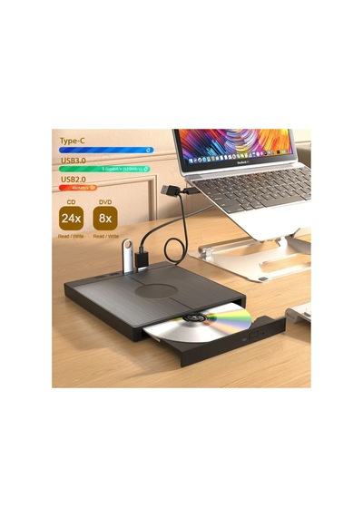 Dvd 3.0 Yazıcı 7 Girişli Usb Tip-c Harici Cd/dvd Sürücü Windows Mac Ve Laptop Fonksiyonlu Uyumlu