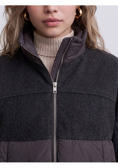 Lcw Vision Antrasit Dik Yaka Oversize Kadın Şişme Mont