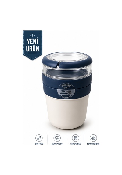 Emilahome Mıxme Muesli Cup 650 Ml Beslenme Kabı &yoğurt Kabı & Mama Kabı Lacivert - 873535709 Lacivert