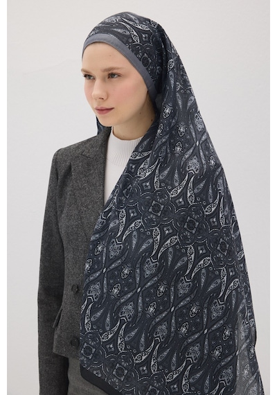 Mirsoy Scarf Rüya Pamuk Etnik Desen Şal Gri