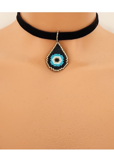 Miyuki Siyah Nazar Choker Kolye 01 - Siyah