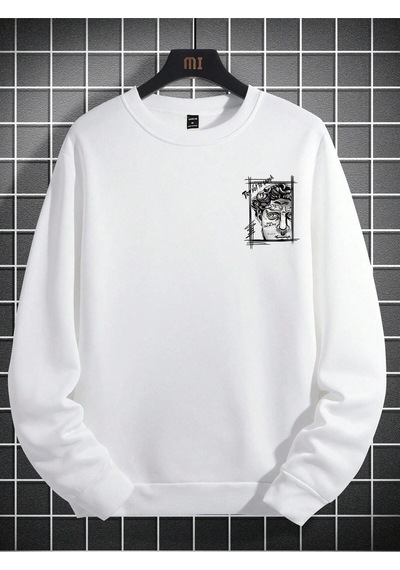 Adrift Manfinity Emrg Figure & Letter Graphic Sweatshirt Beyaz Beyaz