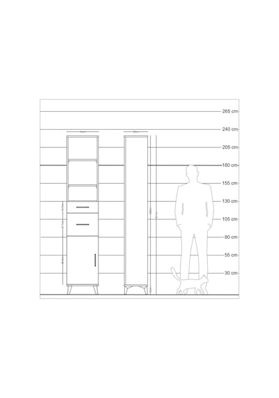 Arges Dolap 4 Raflı 2 Çekmeceli Tek Kapaklı 44x30x221 Antrasit-çam Antrasit