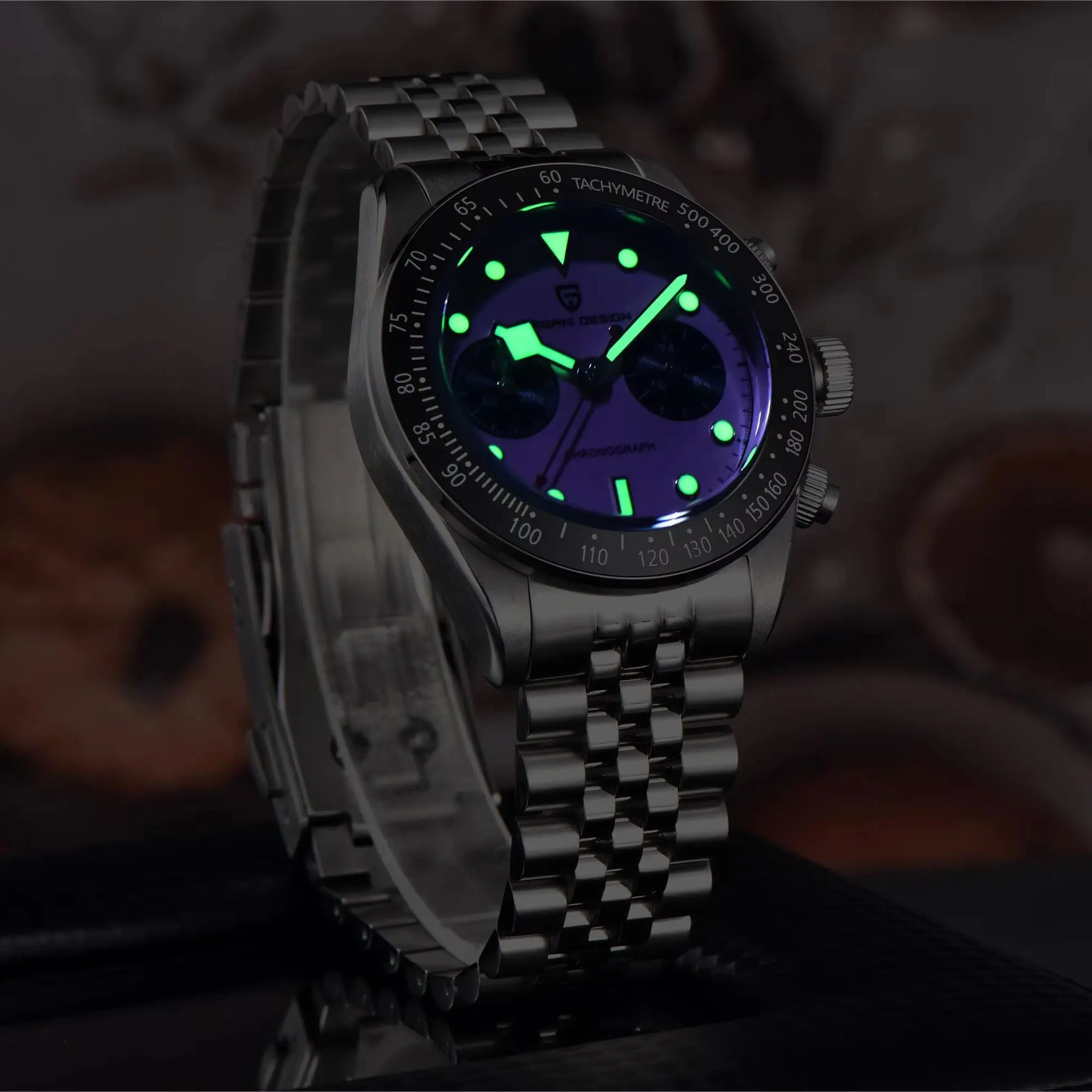 Pagani Design Pd-1813 Safir 40mm Japan Tmı Vk34 Quartz Erkek Kol Saati Pembe