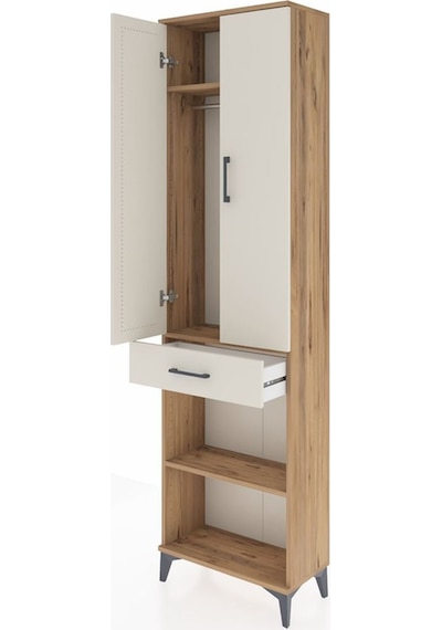 Arges Dolap 3 Raflı Tek Çekmeceli Tek Askılı 60x30x221 Çam-aytaşı Atlas Çam