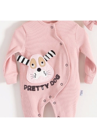 Candar 3-18 Ay Kız Bebek Tulumu Pretty Dog Bandanalı Gül Kurusu Gül Kurusu