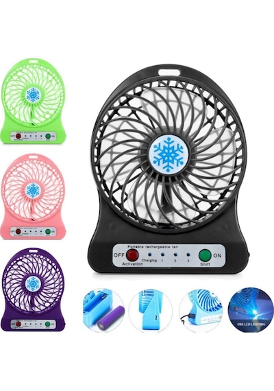 Mini Şarjlı Fan Vantilatör Masaüstü 3 Kademeli Soğutucu Sessiz Vantilatör Fan Siyah Mini Şarjlı Fan Vantilatör Masaüstü 3 Kademeli Soğutucu Sessiz Vantilatör Fan Siyah