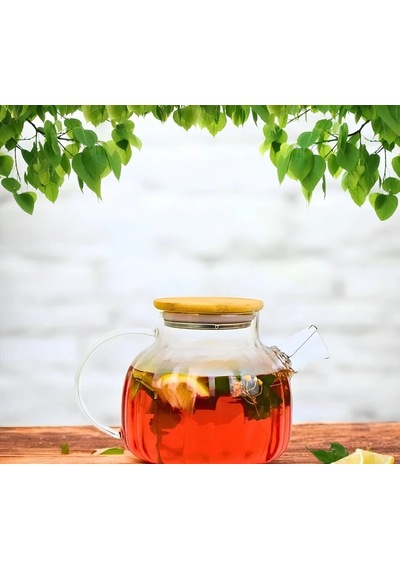 Bambu Kapaklı Süzgeçli Demlik 1000 Ml Renkli