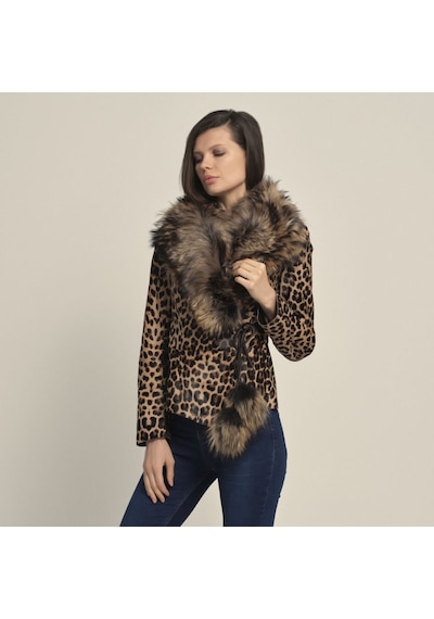 Rouge Kürklü Kadın Deri Mont P253lk Leopar
