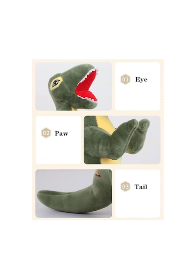 İthal Soft Kumaş Xl Boy Dinozor Tyrannosaurus T-rex Figür Peluş Oyuncak Uyku & Oyun Arkadaşı 55 Cm. Yeşil