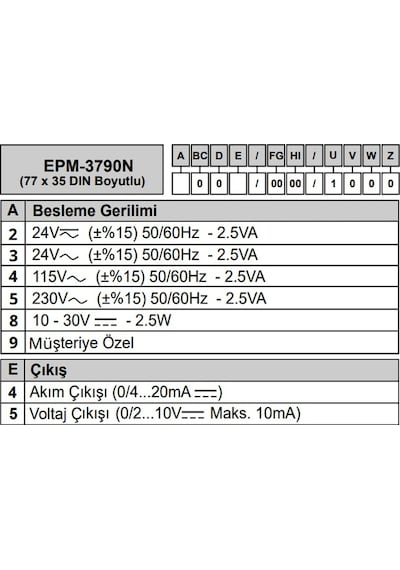 Emko Epm-3790-n.50005/0000/1000 ,77x35 220vac 0..10v Dijital Pot.