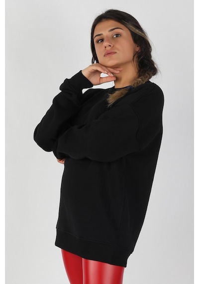 Kadın Sıfır Yaka Baskılı Sweatshirt 001