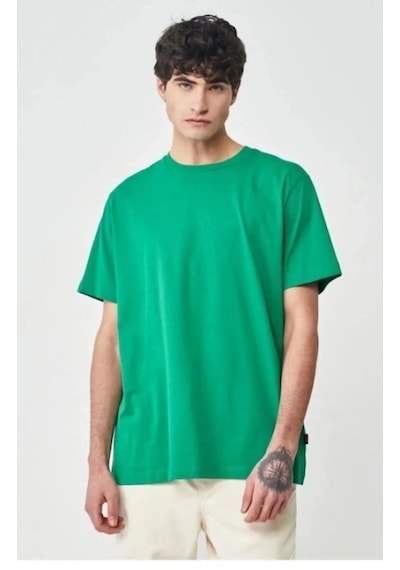 24/1 Düz A Kalite Oversize T-shirt - Yeşil -