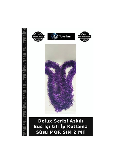 Delux Serisi Askılı Süs Işıltılı İp Kutlama Süsü Mor Sim 2 Mt Diğer