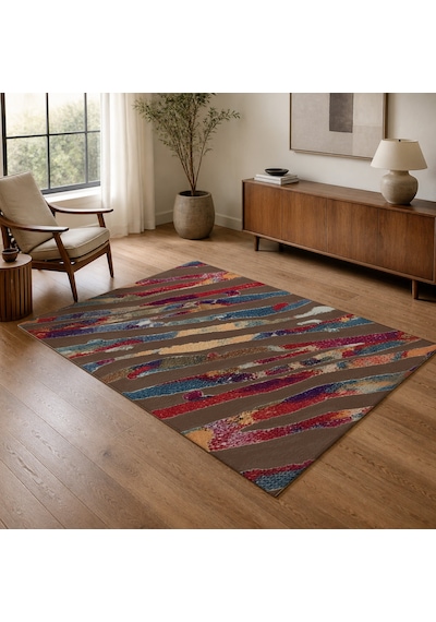 Kartela Halı Aira Halı Kaymaz Taban Makinede Yıkanabilir Halı Kahverengi - 80 X 120 Cm
