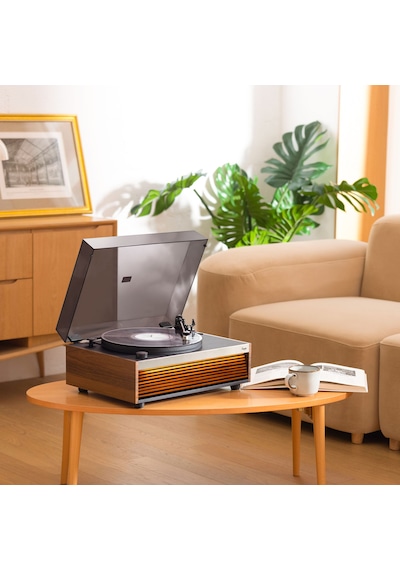 Hym s Lumi Dahili Bluetooth Hoparlörlü Işıklı Retro Pikap Plakçalar Aux Rca Çıkışlı All-in-o