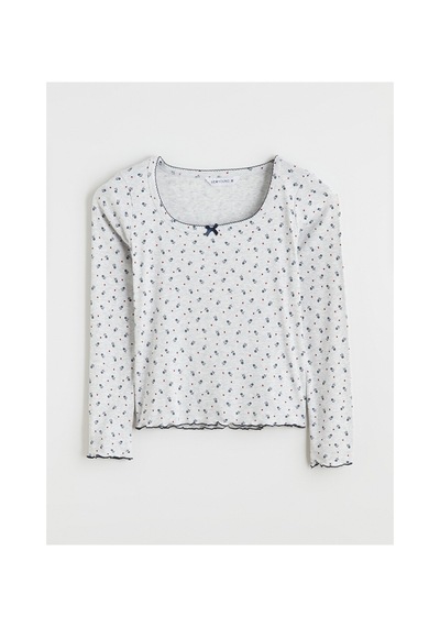 Lcw Young Gri U Yaka Çiçekli Kadın Pijama Takım