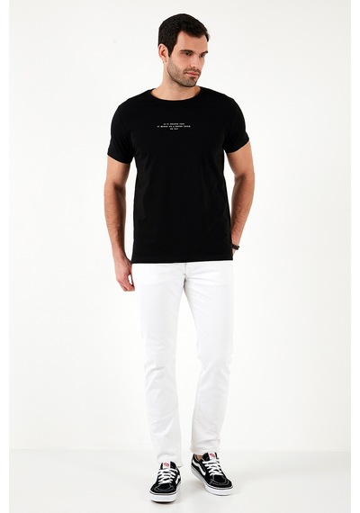 Buratti Pamuklu Slim Fit Bisiklet Yaka Erkek T Shirt 541Ifit Siyah