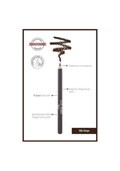 Alix Avien Uzun Süre Kalıcı Belirginleştirici Şekillendirici Kahve Kaş Kalemi Brow Liner 155 Onyx