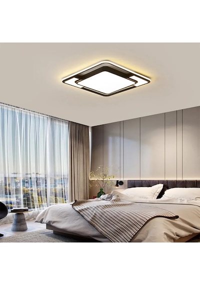 Işık Karesi Tavan Lambası,modern Led Aydınlatma Siyah