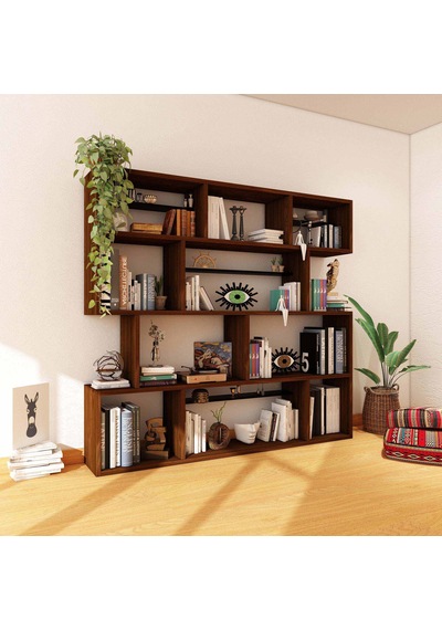 Woodesk Yonca Masif Ağaç Ceviz Renk 200x200 Kitaplık Cpt6007-200