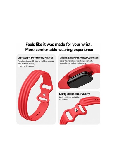 Caseonn Google Fitbit Air Kordon Premium Silikon Spor Kayış Kırmızı