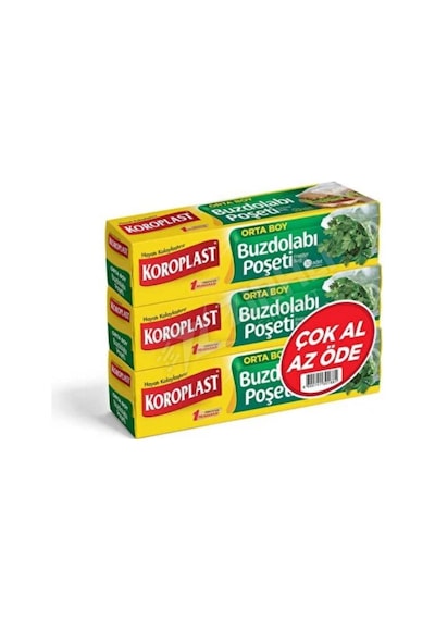 Koroplast 3'lü Çok Al Az Öde Buzdolabı Poşeti Orta 30'lu