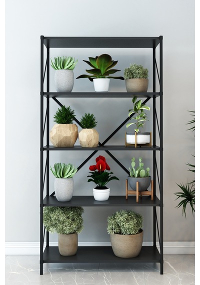 Stone Saksılık Çiçeklik Saksı Rafı Çiçek Standı Çok Amaçlı Dekoratif Raf 150 Cm Gri