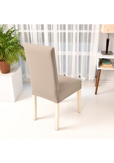 Esnek Sandalye Kılıfı Likralı, Kaymaz, Yıkanabilir, Kalın Lastikli Modern Kılıfı Bej