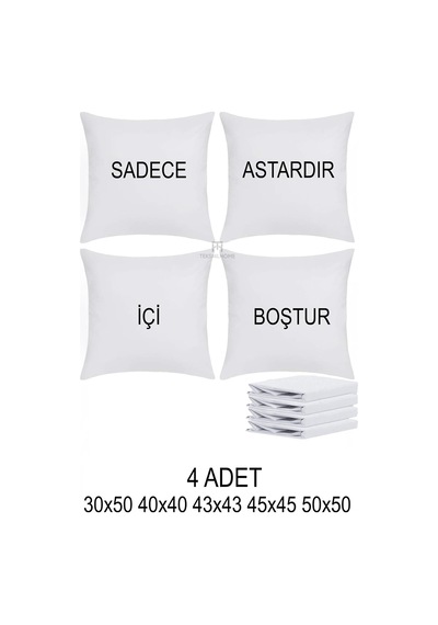4 Adet Fermuarlı Kırlent İç Astarı 5 Ebat Kırlent İçi Yastık Kılıf Astar Milt- 40x40 Diğer