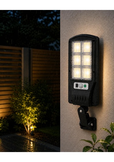 Güneş Enerjili Solar Led Bahçe Lambası, Kumandalı Hareket Sensörlü 3 Modlu Ip65 Dış Mekan Duvar Aydınlatma, Ay