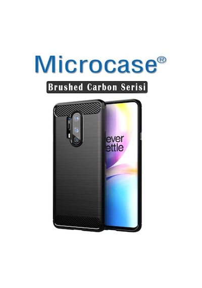 Microcase Oneplus 8 Pro Brushed Carbon Fiber Silikon Kilif -Siyah 439342532