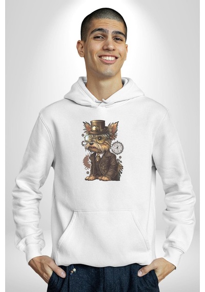 İş İnsanı Yorkshire Zamanda Yolculuk Kadın Erkek Beyaz Kapüşonlu Sweatshirt Hoodie Beyaz