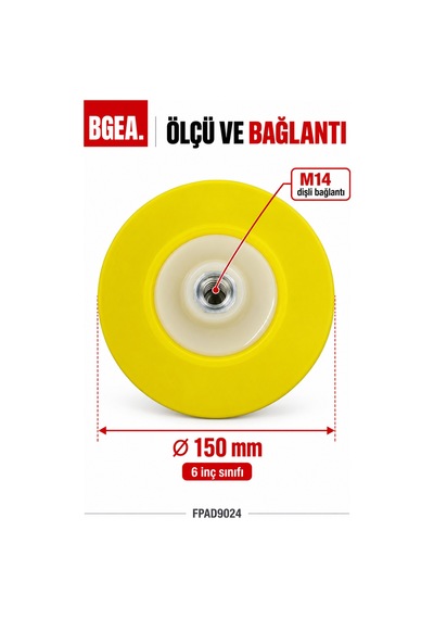 Bgea Premium Makine Tabanı Esnek Cırlı Sarı 6 İnç 150 Mm