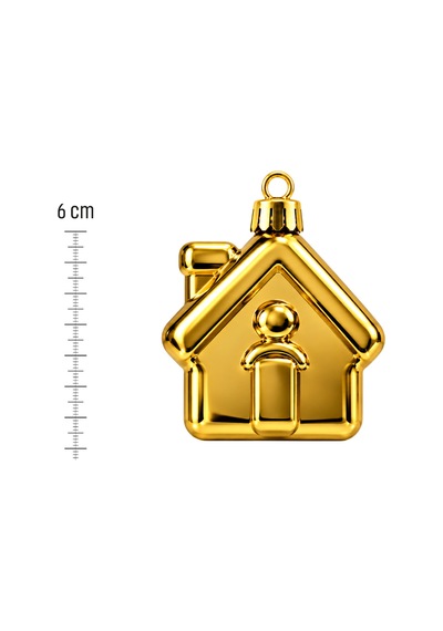 Waldern 6lı 6 Cm Ev Figürlü Yılbaşı Çam Ağacı Süsü Gold