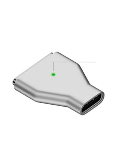 Type-c - Magsafe 3 İle Uyumlu Manyetik Şarj Adaptörü Çevirici 140w Hızlı Şarj Desteği, Led Göstergeli Gümüş Sfu-3