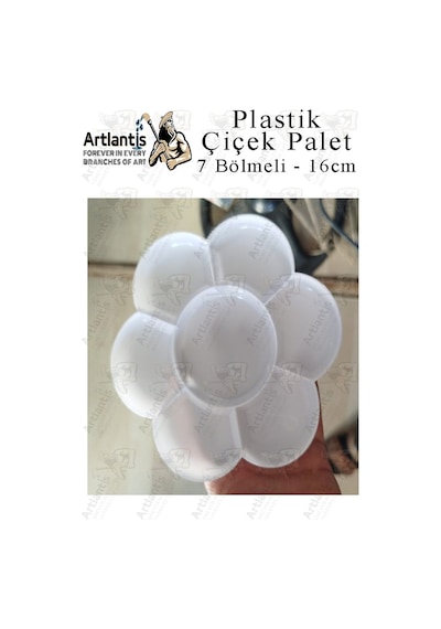 Plastik Çiçek Palet 2 Adet Çiçek Boya Paleti 7 Hazneli 16 Cm Resim Boyama Paleti Fırça Hediyeli Sanatsal Hobi