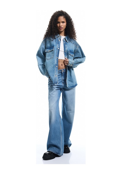 Koton Uzun Kollu Klasik Yaka Cep Detaylı Düğmeli Pamuklu Oversize Denim Gömlek Orta İndigo 5sal60017md Indigo Koton Uzun Kollu Klasik Yaka Cep Detaylı Düğmeli Pamuklu Oversize Denim Gömlek Orta İndigo 5sal60017md Indigo