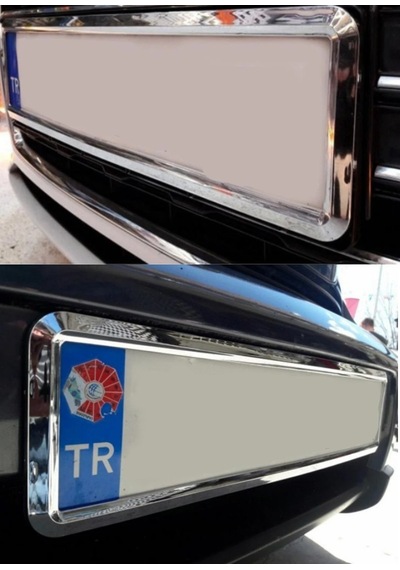 Nikelajlı Krom Çerçeveli Siyah Araç Takmatik Oto Plakalık Ön Arka Takım 2 Adet Tüv Türk Uyumlu