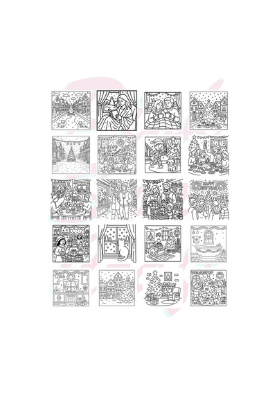 Yılbaşı Cozy Holiday Scenes Bold And Easy 20x20 Cm Büyük Boyama Kitabı, Çocuklar Yetişkinler