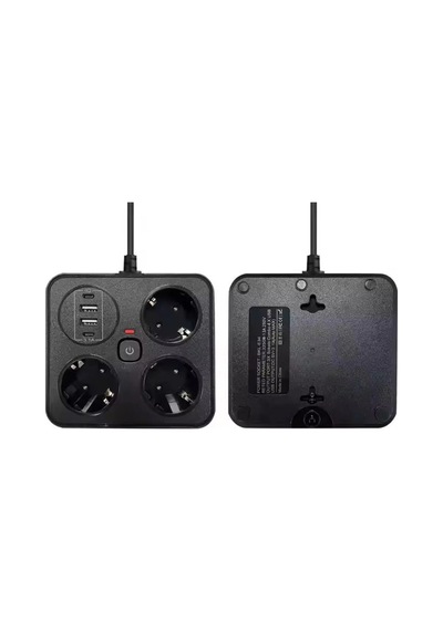 Akım Korumalı Anahtarlı Priz - 3x Priz - 2x Usb - 2x Type-c - 2 Mt Kablo Hızlı Şarj Özellikli Siyah 11318708