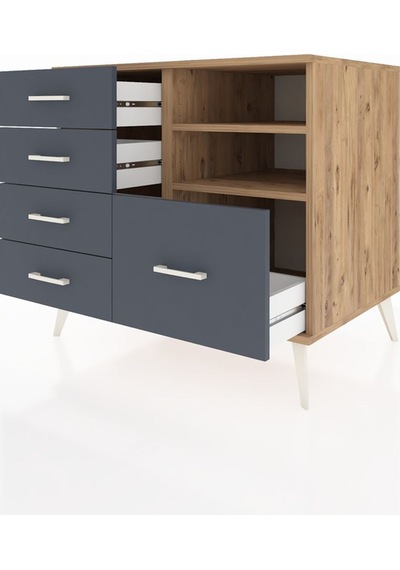 Kronos Şifonyer 2 Raflı 5 Çekmeceli 88x59x80 Çam-çam/antrasit Çam/antrasit Kronos Şifonyer 2 Raflı 5 Çekmeceli 88x59x80 Çam-çam/antrasit Çam/antrasit