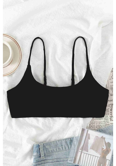 Angelsin Ayarlanabilir Askılı Şık Tasarım Bikini Üstü Siyah 001