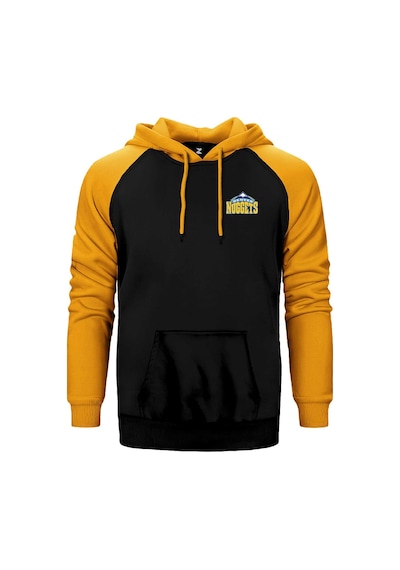 Denver Nuggets Logo Sarı Renk Reglan Kol Kapşonlu Sweatshirt Sarı