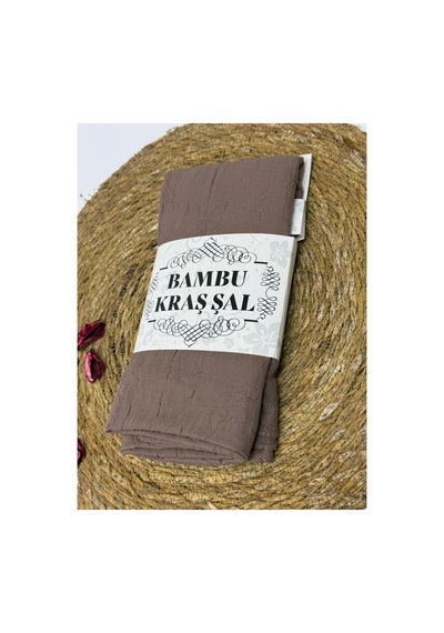 Flora Tekstil Bambu Kraş Şal Modeli - Ütü Gerektirmeyen Açık Vizon