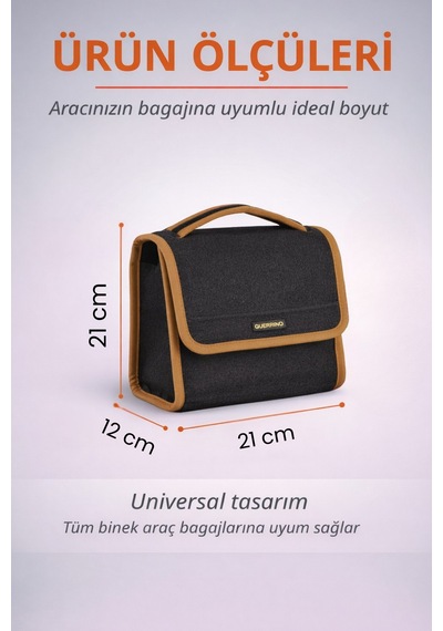 Oto Bagaj Organizer Bagaj Çantası S Boy Kaymaz Cırt Bantlı Velur Kompakt Düzenleyici - Scx5