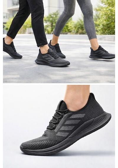 Lyoraflex Yazlık Unisex Spor Ayakkabı Ultra Hafif, Nefes Alan Siyah - Beyaz - Siyah