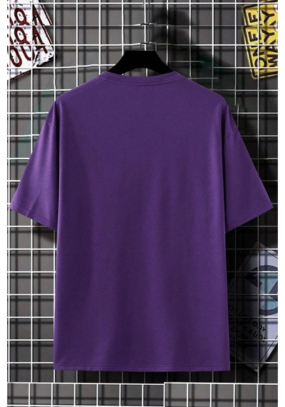 Unisex Los Angles Baskılı Tasarım Tshirt Mor