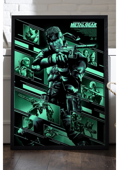 Metal Gear Solid Siyah Ahşap Çerçeveli Poster, Dekoratif Oyun Duvar Tablosu